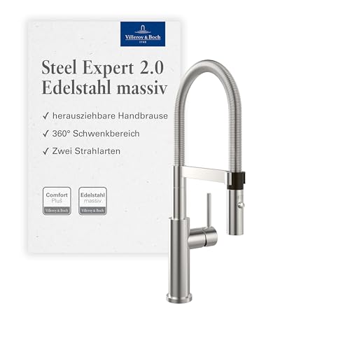 Villeroy & Boch Küchenarmatur Steel Expert 2.0 schwenkbar Edelstahl 170mm höhenverstellbar