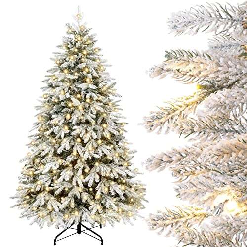 Yorbay künstlicher weihnachtsbaum mit beleuchtung, schneeflocken, LED, PE, PVC