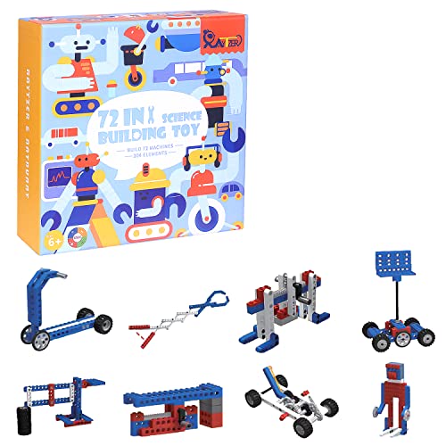 raytzer mechanische bausteine set für kinder, 72+ maschinen und fahrzeuge, 204 pcs