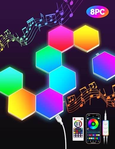 tecknet RGB gaming hexagon led panel, musik-synchronisierung, app-steuerung, wandleuchte