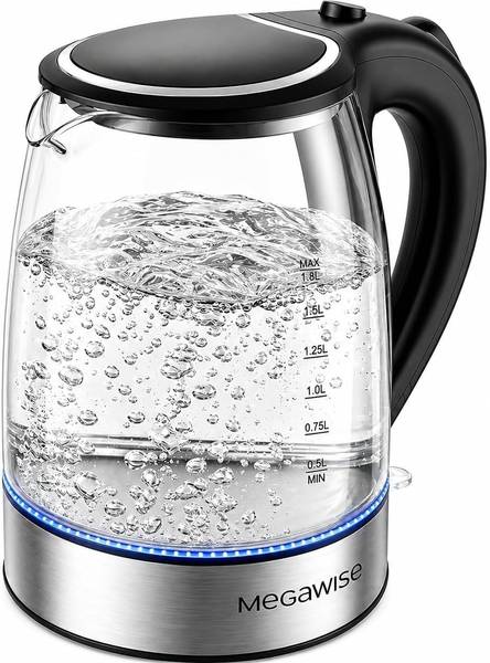 Glas-Wasserkocher MEGAWISE, 1,8 L, 1800 W für Küche & Tee