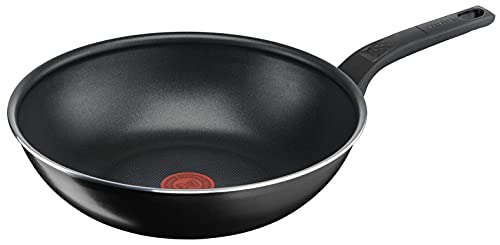 Tefal wokpfanne 28 cm, antihaftbeschichtung, thermo-signal, einfache reinigung, schwarz