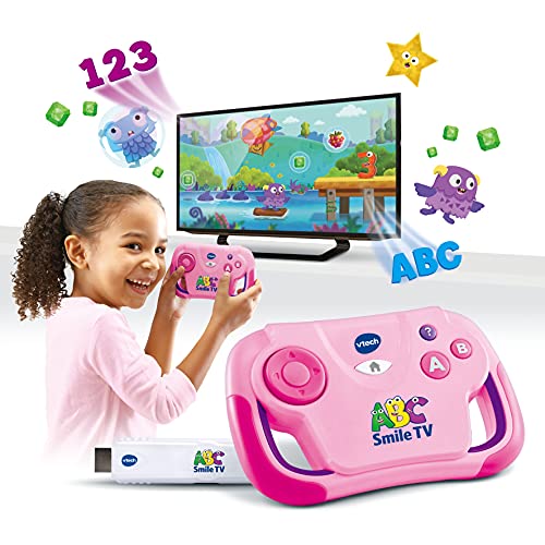 vtech abc smile tv pink  kabellose lernkonsole mit hdmi für kinder 3-7 jahre