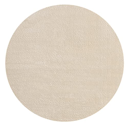 teppich rund 200 cm beige waschbar für wohnzimmer schlafzimmer - Mia's Teppiche