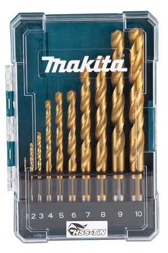 makita d-72849 metallbohrer 10-teilig hss-tin  1-10 mm titan-nitrid beschichtet