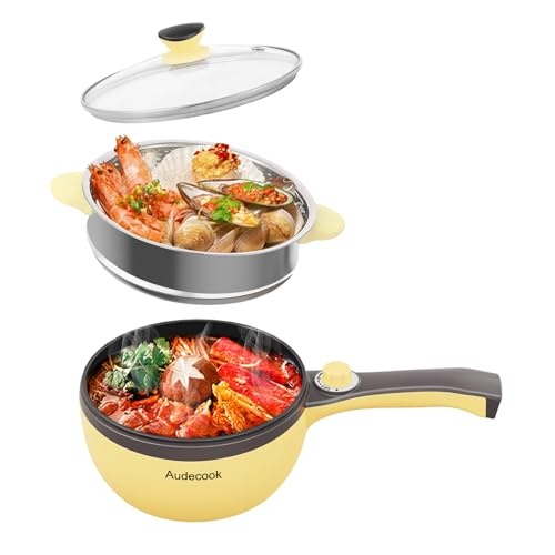 audecook elektrischer hot pot mit dampfer, 20 cm elektrisch pfanne, 1.5 l