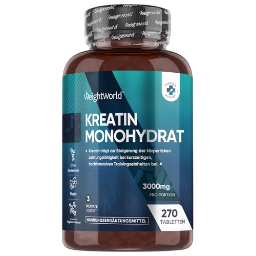 creatine monohydrate tabletten 3000mg, 270 vegan, glutenfrei, unflavored