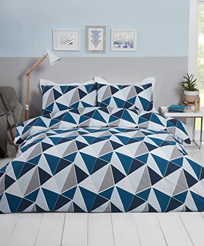 bettwäsche-set rapport leo geometrisch marineblau baumwolle wendbar einzelbett