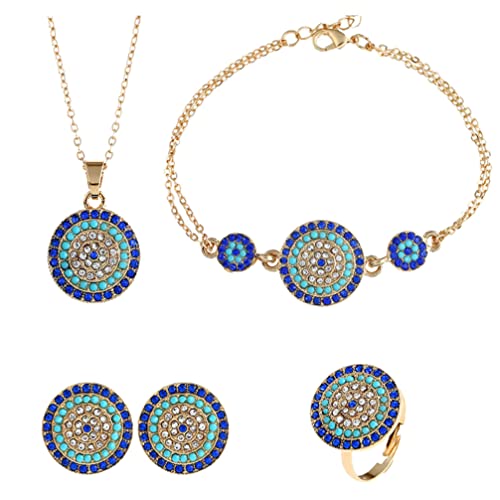 holibanna evil eye schmuck set teufel augen anhänger halskette ring armband ohrringe blau
