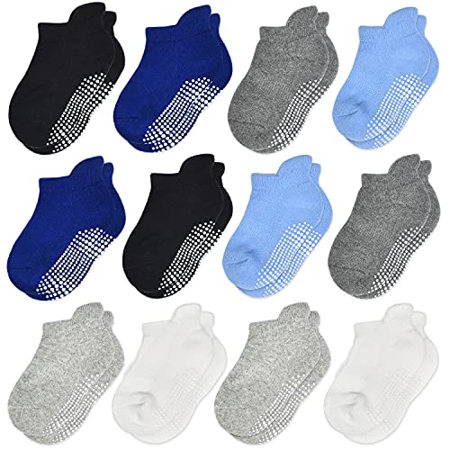 hycles kindersocken rutschfest 12 paar ABS stoppersocken für baby und kleinkind 0-7 jahre