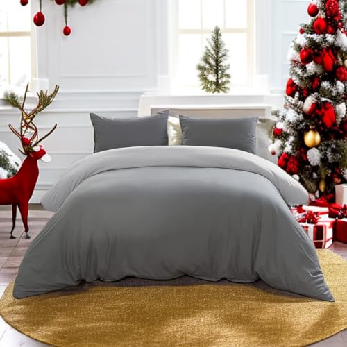 Produktbild: aysw bettwäsche microfaser 200x220cm bettbezug + 2 kopfkissenbezug 80x80cm grau