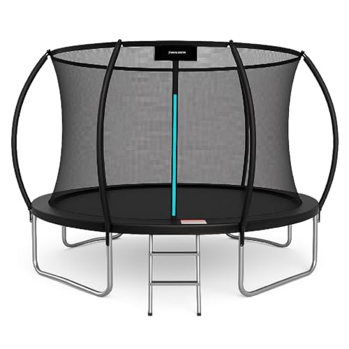 trampolin outdoor 244 305 366 cm mit sicherheitszaun gepolsterten stangen belastbar 150 kg