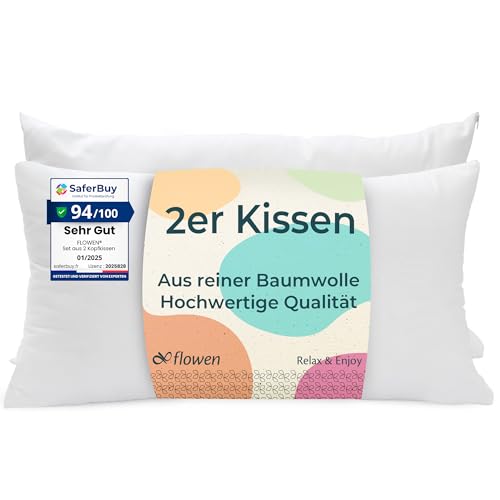 kissen bett 40x80 cm hypoallergen 2er set mit kissenbezug baumwolle waschbar