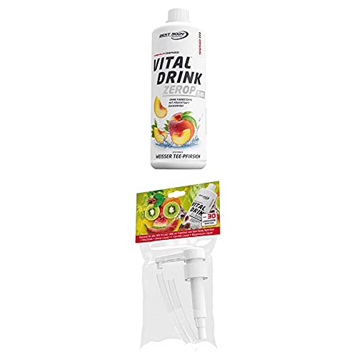 Produktbild: best body nutrition vital drink zerop weisser tee pfirsich 1000ml mit dosierpumpe