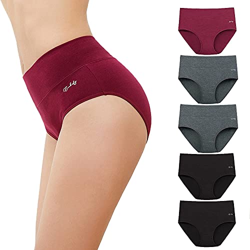 Produktbild: 5er Pack Damen Unterhosen hohe Taille Baumwolle atmungsaktiv weich Panties
