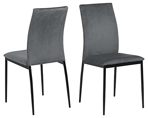 devin esszimmerstühle 4er set von ac design furniture, dunkelgrau schwarz, stoff metall, h: 92 cm