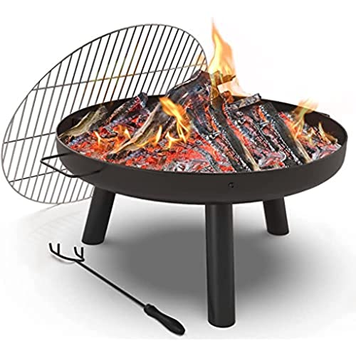 vounot feuerschale feuerkorb 60 cm schwarz für garten camping terrasse heizung