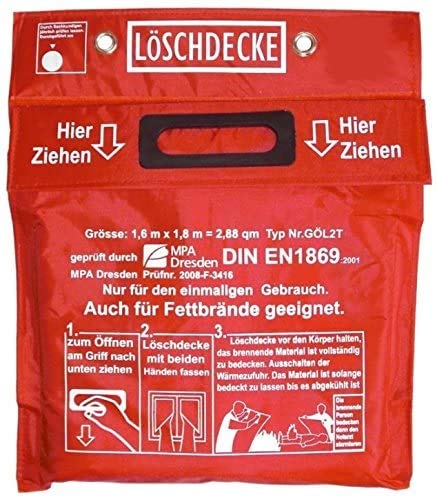 löschdecke brandengel 1 x 1 m für fettbrände küche und auto nach din en 1869