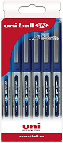 uni-ball UB-150 etui mit 6 roller blauer flüssigtinte