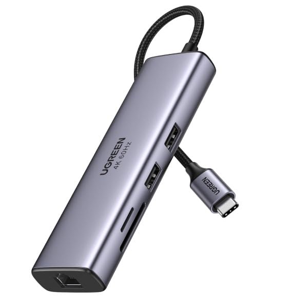 ugreen usb c hub 7 in 1 mit ethernet, 4k hdmi, 100w pd, kompatibel mit mac, ipad, surface