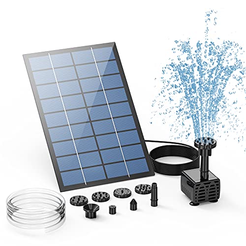 aisitin solarbrunnen 2.5w teichpumpe mit 1.2 m leitung und 6 fontänenstilen