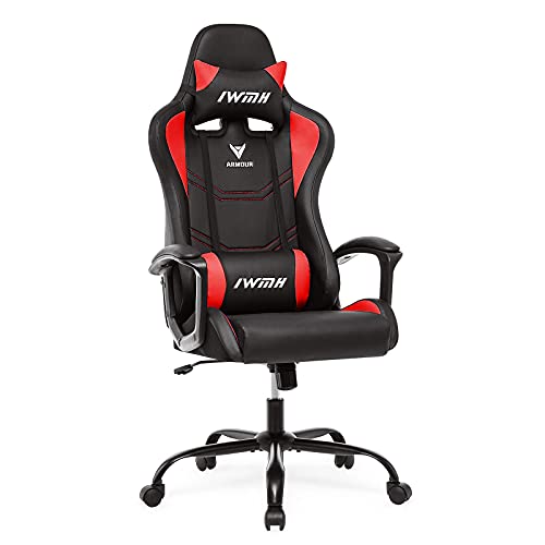 gaming stuhl iwmh, ergonomischer computerstuhl mit hoher rücklehne, rot