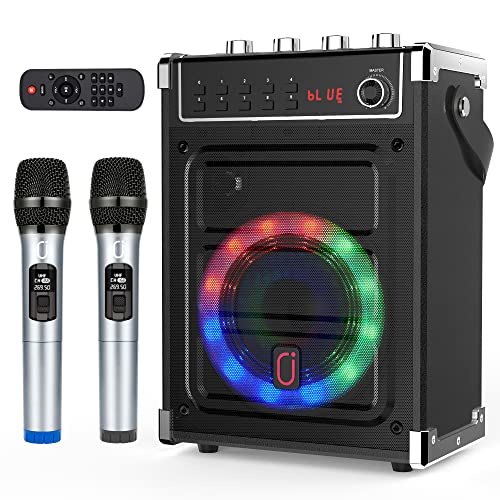 jyx karaoke maschine mit funkmikrofon, bluetooth lautsprecher, led licht, aux, fm