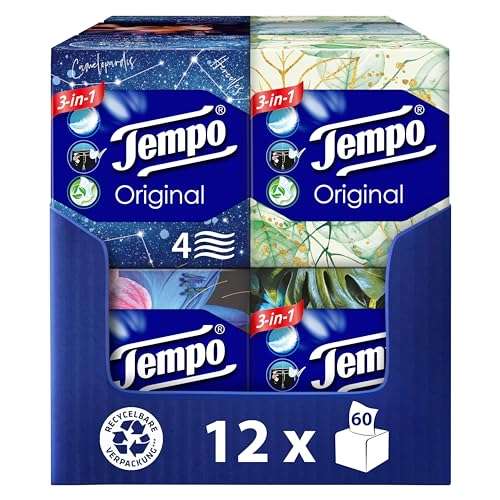 Tempo Taschentücher Würfelbox Megapack 12 x 60 Tücher extra stark weich