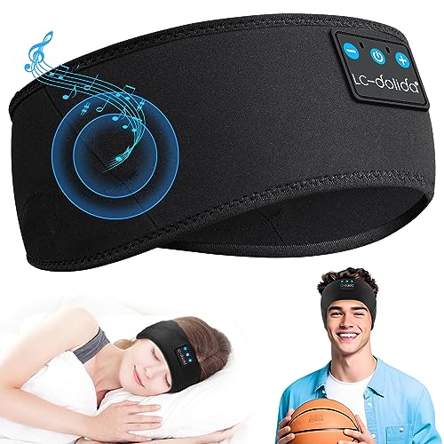 LC-dolida Schlafkopfhörer Bluetooth 5.4, Schlafmasken-Stirnband für Sport, Yoga, Reisen