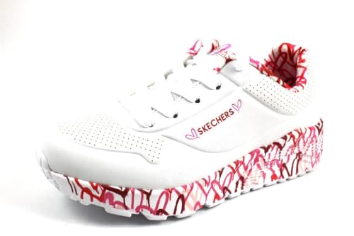 skechers uno lite lovely luv sneaker mädchen, weiß rot pink, 37.5 eu