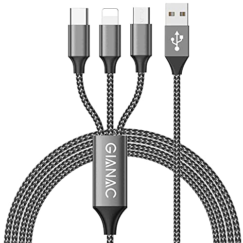 multi usb kabel 3in1 1,2 meter gianac schnellladekabel micro usb usb-c lightning