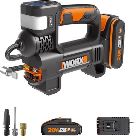 WORX wx092 luftkompressor und led-licht set, 90,47 euro statt 109 euro