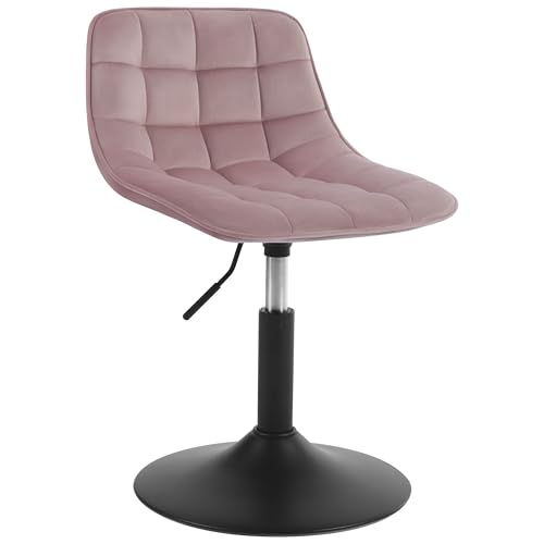 WOLTU verstellbarer hocker, esszimmerstuhl, schminkhocker, 360 schwenkend, samtplüsch rosa, 38-49,5cm hoch