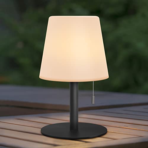 malux led batterietischlampe, dimmbar, warmweiß, kabellos, farbwechsel, waterproof ip44, für innen und außen