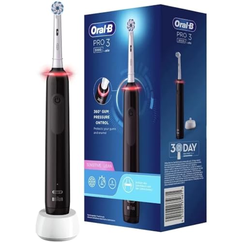 Produktbild: oral-b pro 3 3000 elektrische zahnbürste mit 3 reinigungsmodi und druckkontrolle, schwarz