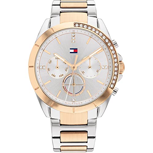tommy hilfiger damen quarz uhr mit multi zifferblatt und edelstahlarmband