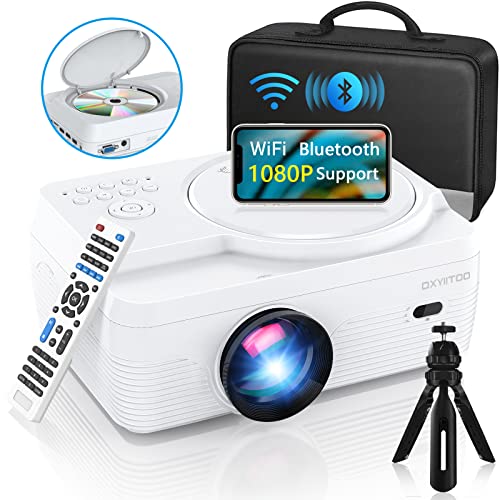 wifi beamer full hd bluetooth projektor mit dvd player, tragbar, 350 zoll, 4k 1080p