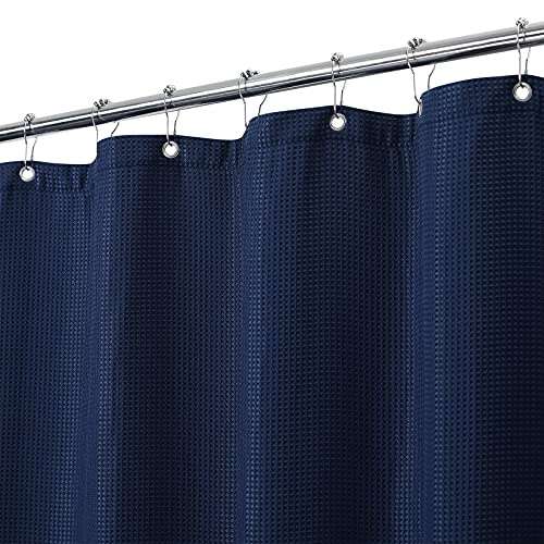 caromio duschvorhang 180x180 navy blau waschbar wasserabweisend polyester mit metallösen