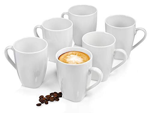 Sänger Kaffeetassen Set 6 tlg, Porzellan Tassen für 6 Personen, spülmaschinenfest 250 ml