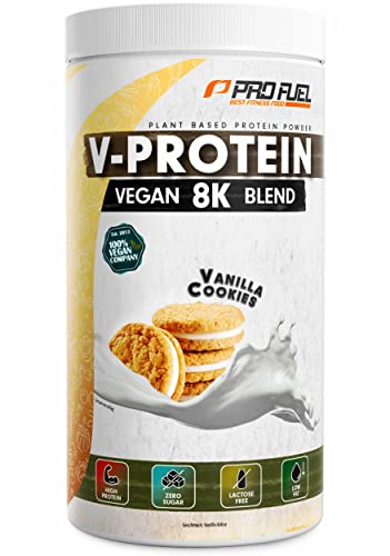 vegan protein pudder vanilla v-protein 8k blend 80% protein aus sonnenblumen, reis, erbsen, hanf, kürbissen