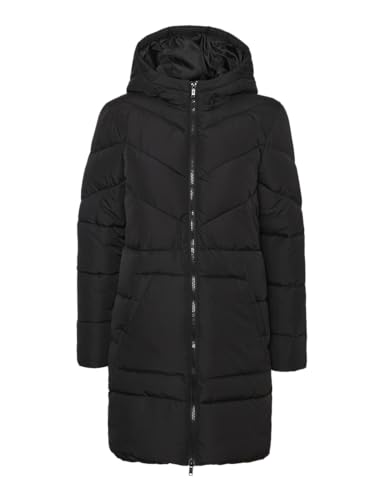 noisy may damen puffer jacke schwarz, warmer stepp wintermantel mit kapuze, größe 40