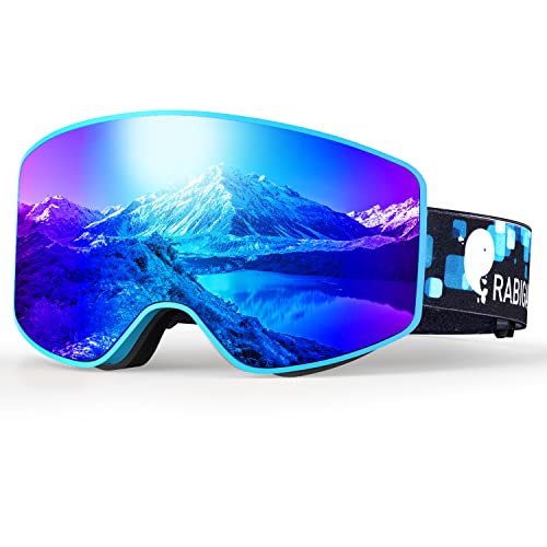 Produktbild: rabigala skibrille herren uv-schutz, doppellinse, anti-beschlagen, weites sichtfeld, blau