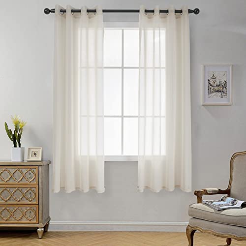 CUCRAF transparente gardinen mit ösen, 2er set leinenoptik, h175 x b140cm, knitterfrei