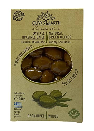 griechische grüne oliven mit stein aus chalkidiki - olive's earth