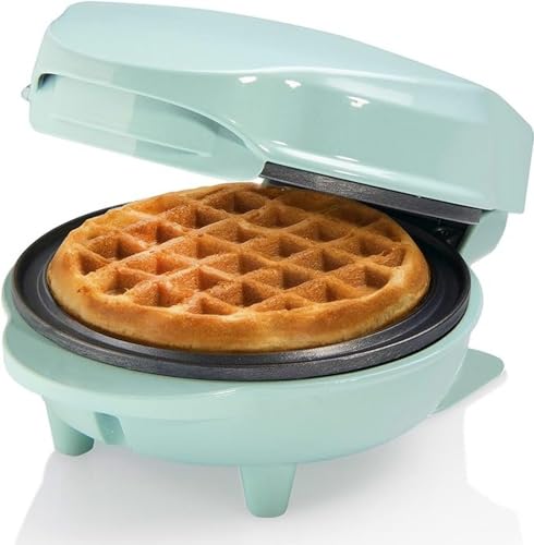 bestron mini-waffeleisen retro design, antihaft, 550 watt, mint, für feste