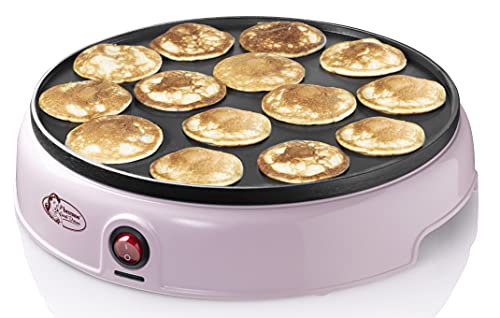 bestron poffertjes maker retro design, mini waffelautomat, antihaft, rosa, 800 w