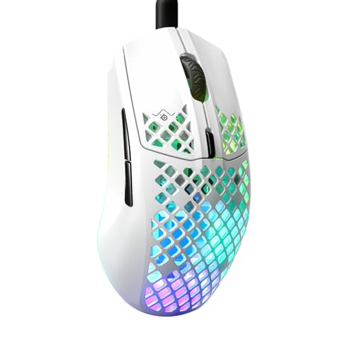 steelseries aerox 3 gaming-mouse, rgb, 8500 dpi, federleicht, wasserabweisend, snow