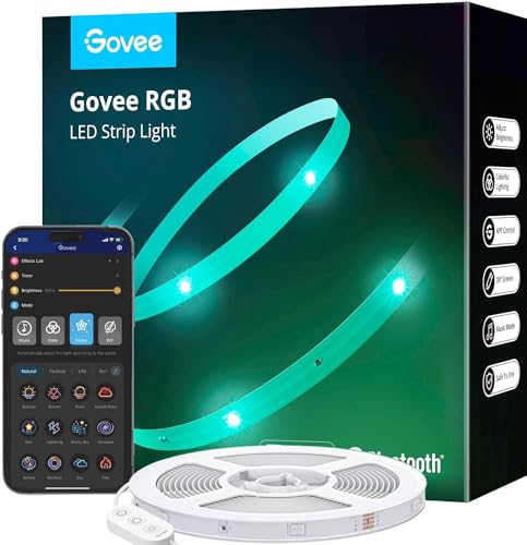 Govee LED Strip 15m Bluetooth RGB Streifen mit App-Steuerung, Musik-Sync, Farbwechsel