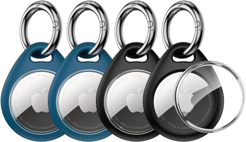 airtag schutzhülle unbreakcable pendant, 4er pack silikon case für schlüssel und hund