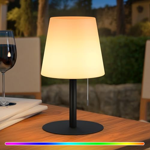 led outdoor tischlampe batterie, dimmbare 7 farben, usb wiederaufladbar, schwarz
